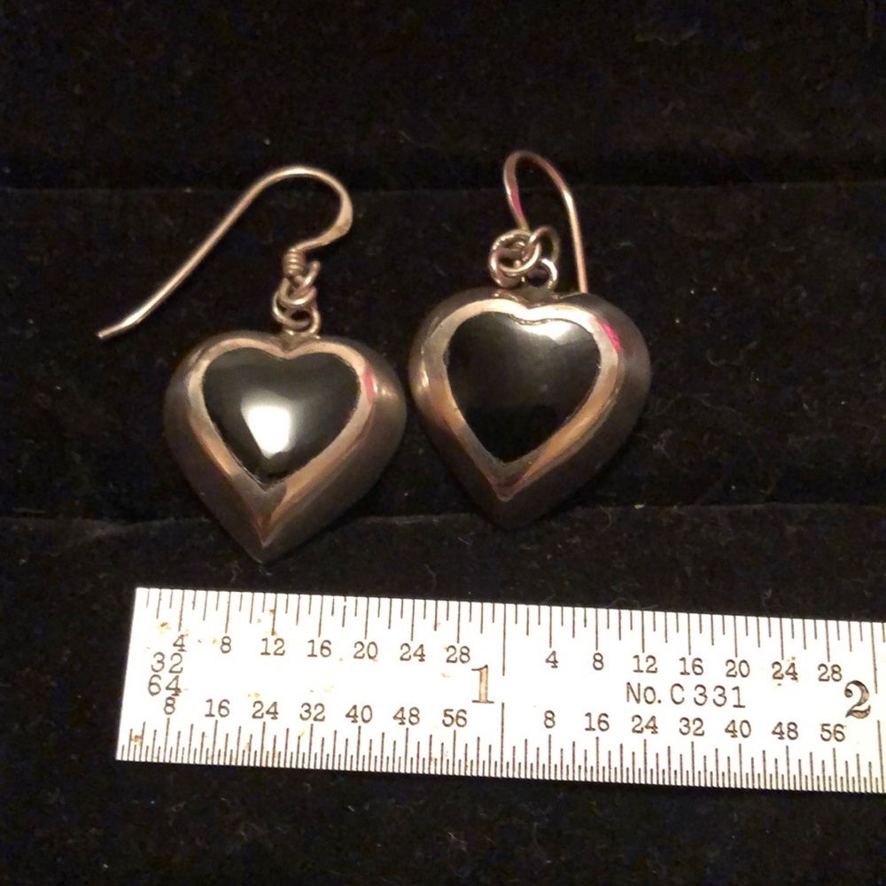Sterling Silver Heart/Enamel Earrings - Picture 3 of 7